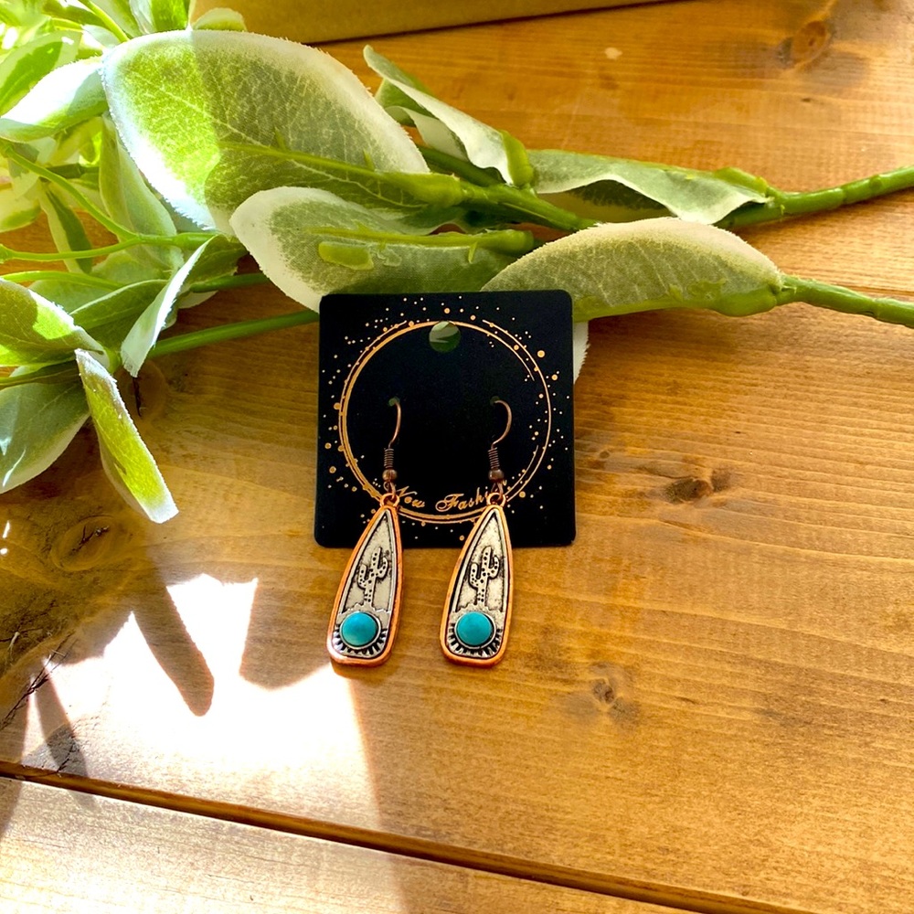 Cactus and turquoise earrings New!